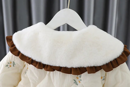 Baby Winter Coat with Embroidered Flowers