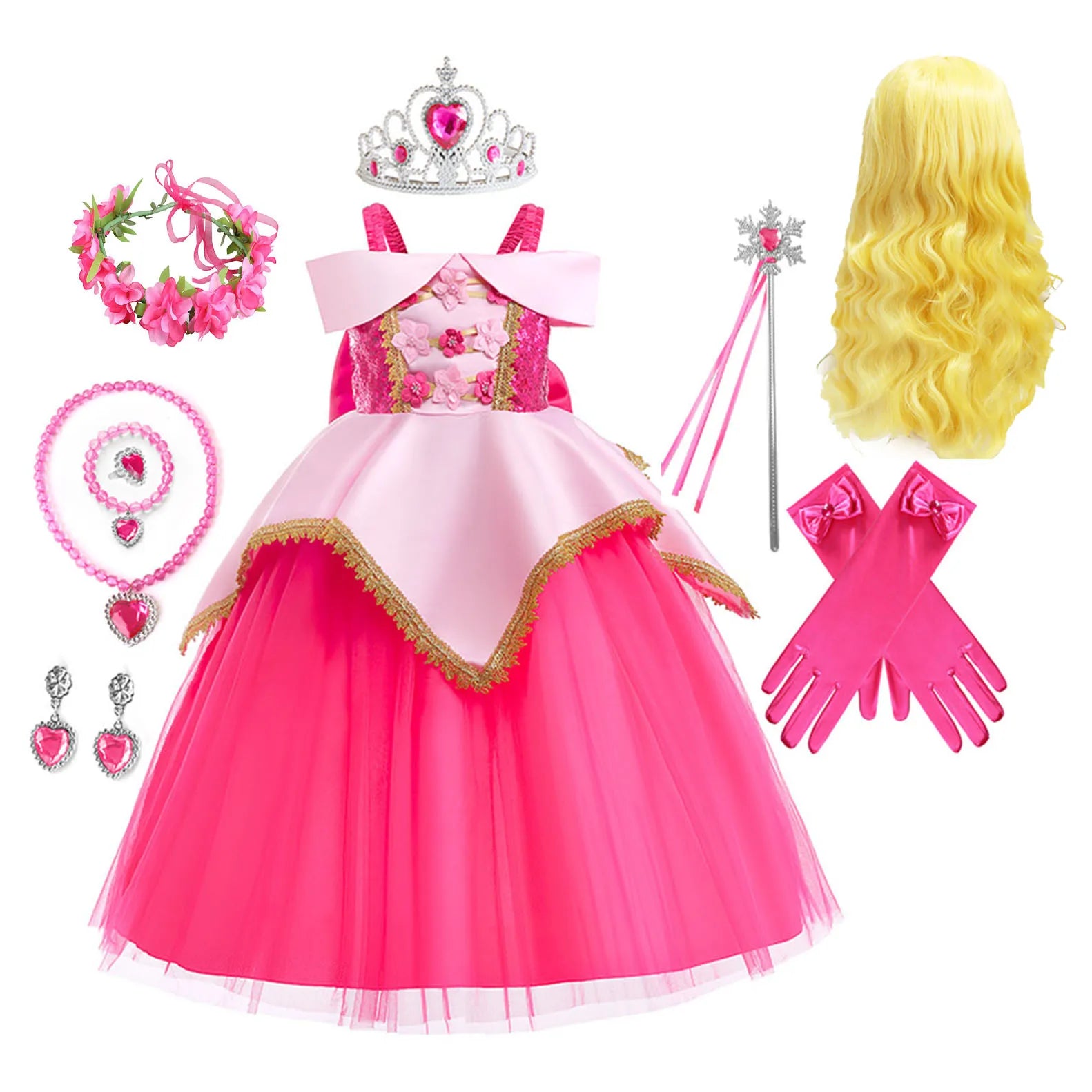 Pink Princess Dress Set with Accessories
