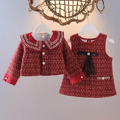 Red Paris Tweed Outfit for Girls