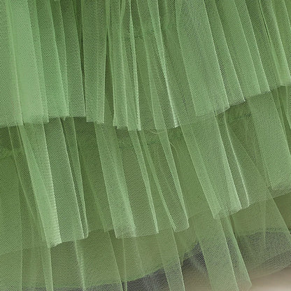 Long Princess Luxury Layered Tulle Party Dress for Girls