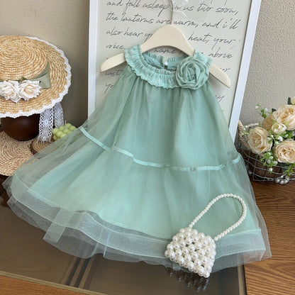 Mint Blossom Tulle Dress for Girls
