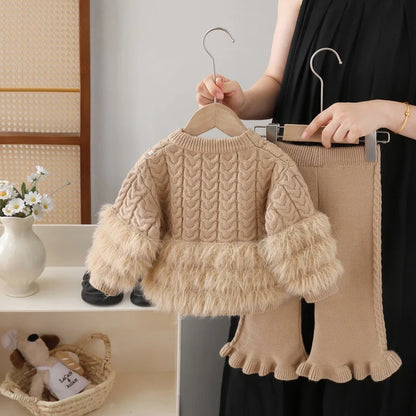 2-Piece Knit & Faux Fur Set