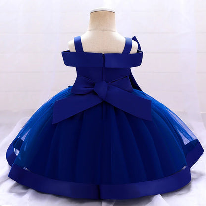 Flower and Bow Kids' Party Dress