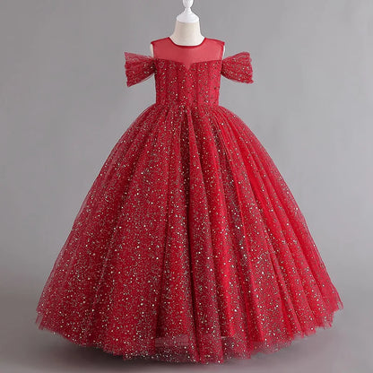Long Princess Glitter Glamour Dress for Girls