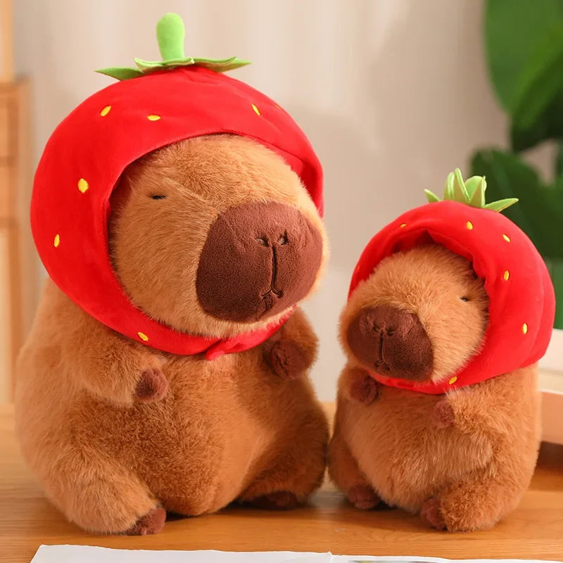Strawberry Capybara Plush – Fluffy Capybaras