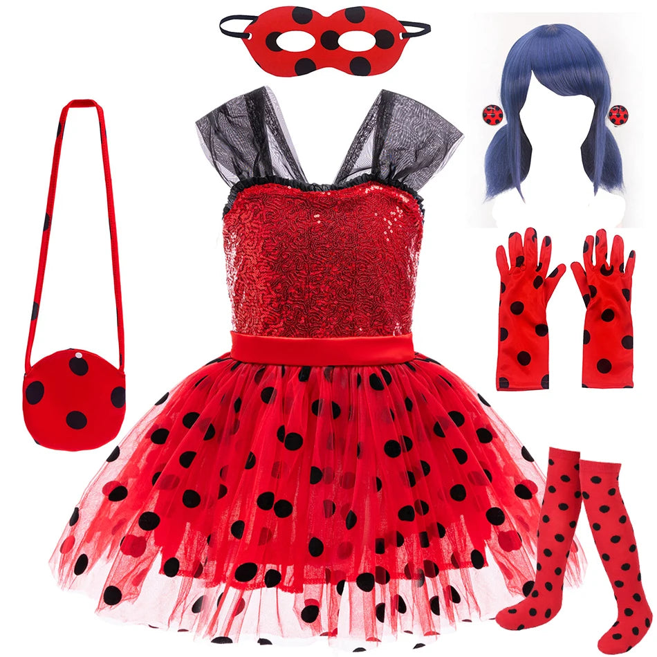 Red Polka Dot Hero Costume Complete Set with Accessories