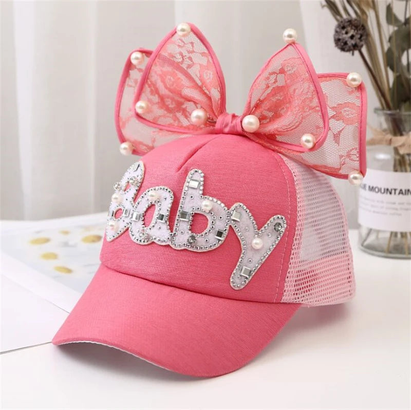 Sparkle Bunny Baseball Cap – Glam Bow Hat for Girls