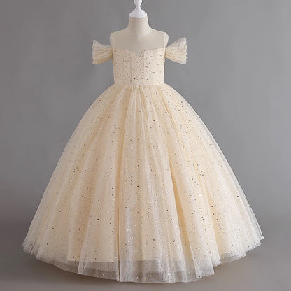 Long Princess Glitter Glamour Dress for Girls