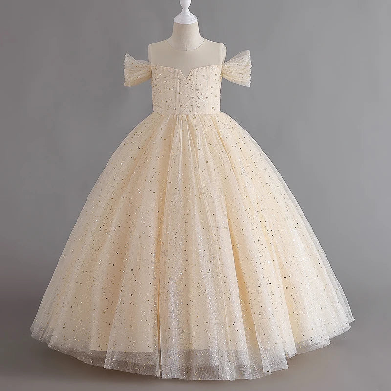 Long Princess Glitter Glamour Dress for Girls