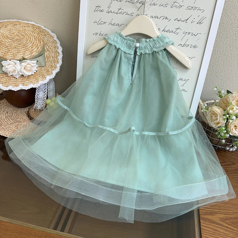 Mint Blossom Tulle Dress for Girls