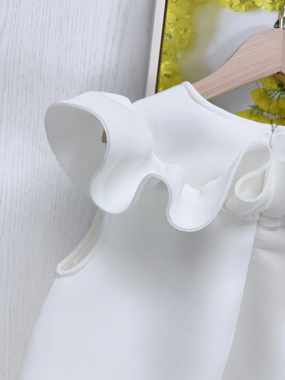 Luxury White Ruffle Dress for Girls