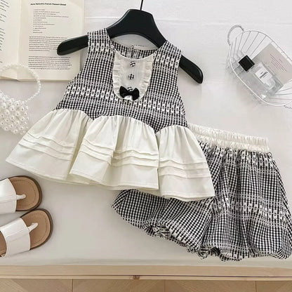 Sweet Picnic – Black & White Gingham Girls Set