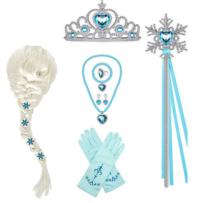 Ice Queen Princess Accessory Set – Wig, Crown, Wand & Gloves
