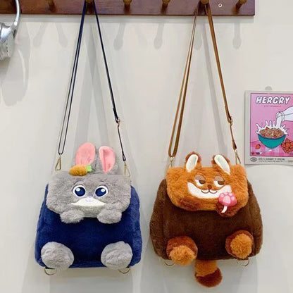 Plush Bunny & Fox Crossbody Bag