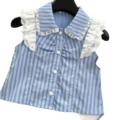 Bluebell Bow Girls Striped Skirt Set