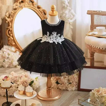 Girls Black Sparkle Tulle Party Dress
