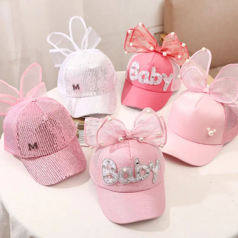 Sparkle Bunny Baseball Cap – Glam Bow Hat for Girls