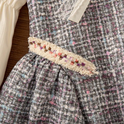 Baby Girl Tweed Dress with Long Sleeves