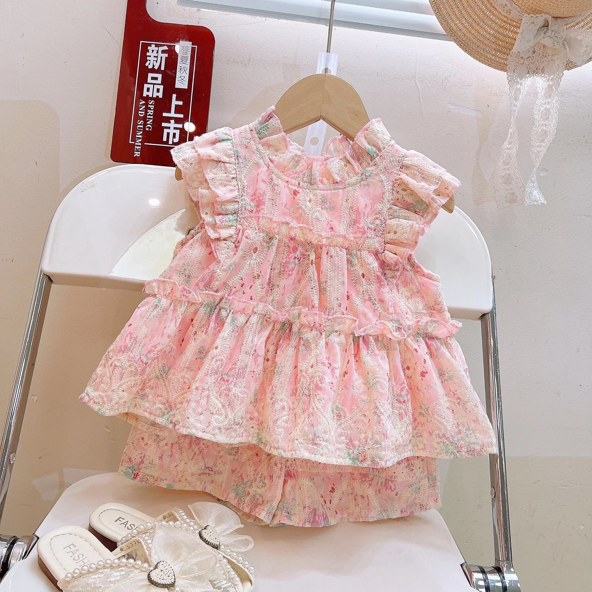 Rosy Garden – Pink Ruffle Girls Set