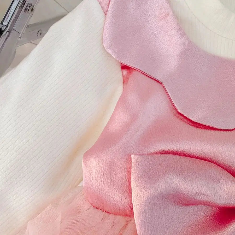 Baby Girl Pink Tulle Dress with Bow