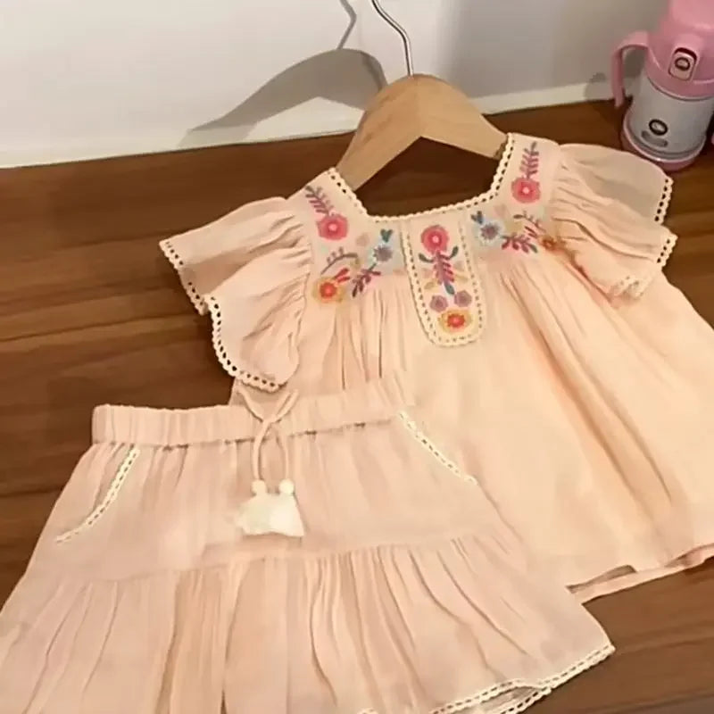 Peach Garden Embroidered Set