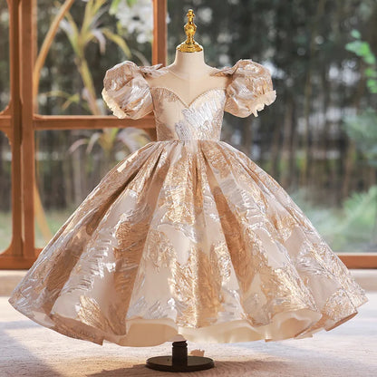 Golden Whispers Ball Gown