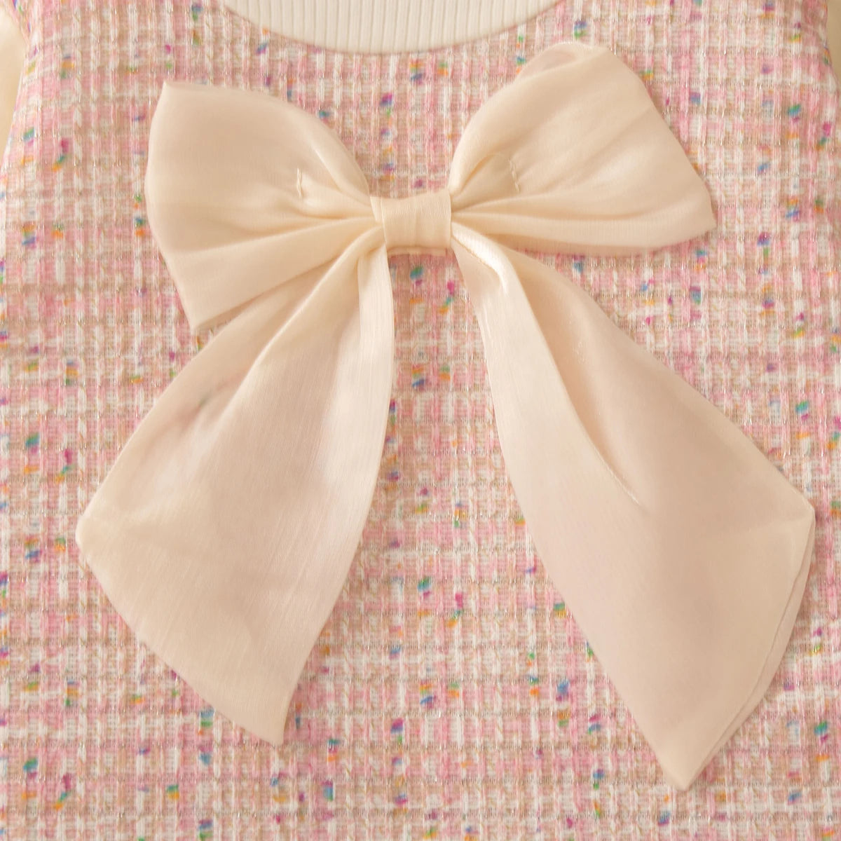 Baby Girl Tweed Dress with Bow and Tulle Hem