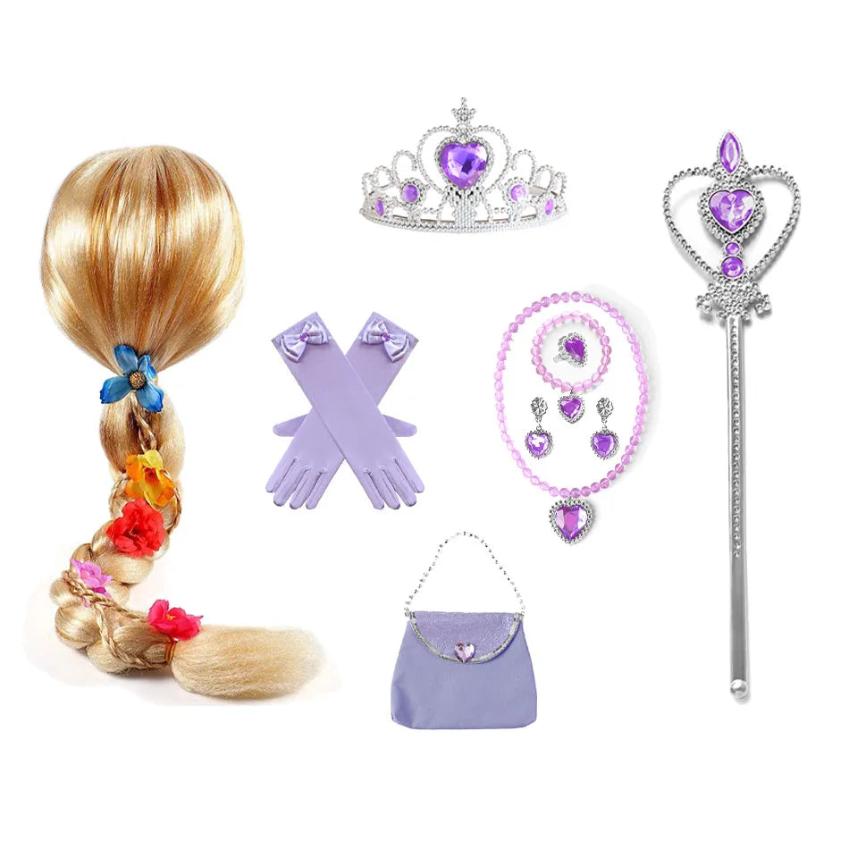 Tower Princess Accessory Set – Braided Wig, Crown, Wand & Jewelry