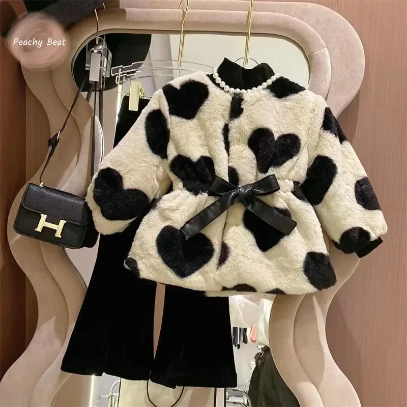 Chic Hearts Faux Fur Coat