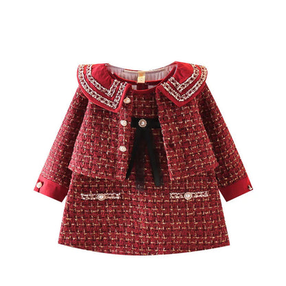 Red Paris Tweed Outfit for Girls