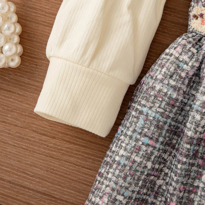 Baby Girl Tweed Dress with Long Sleeves