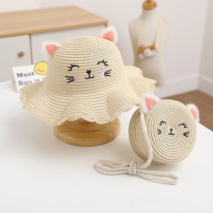 Kitty Straw Hat + Bag Set