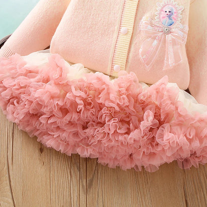 Ice Princess Outfit for Girls – Tulle Tutu Skirt & Knitted Top