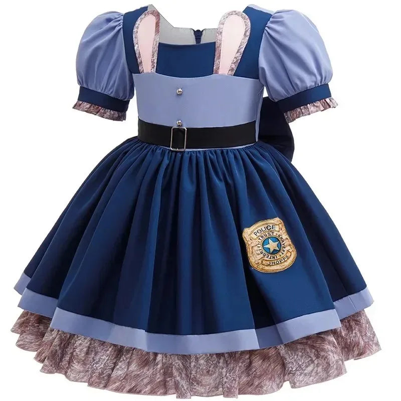 Blue Bunny Police-Style Costume Dress for Girls