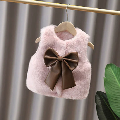 Velvet Bow Fur Vest