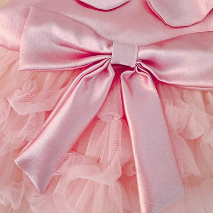 Baby Girl Pink Tulle Dress with Bow