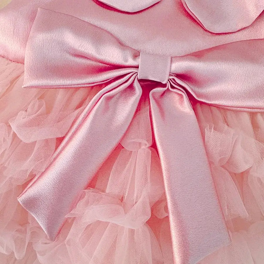 Baby Girl Pink Tulle Dress with Bow