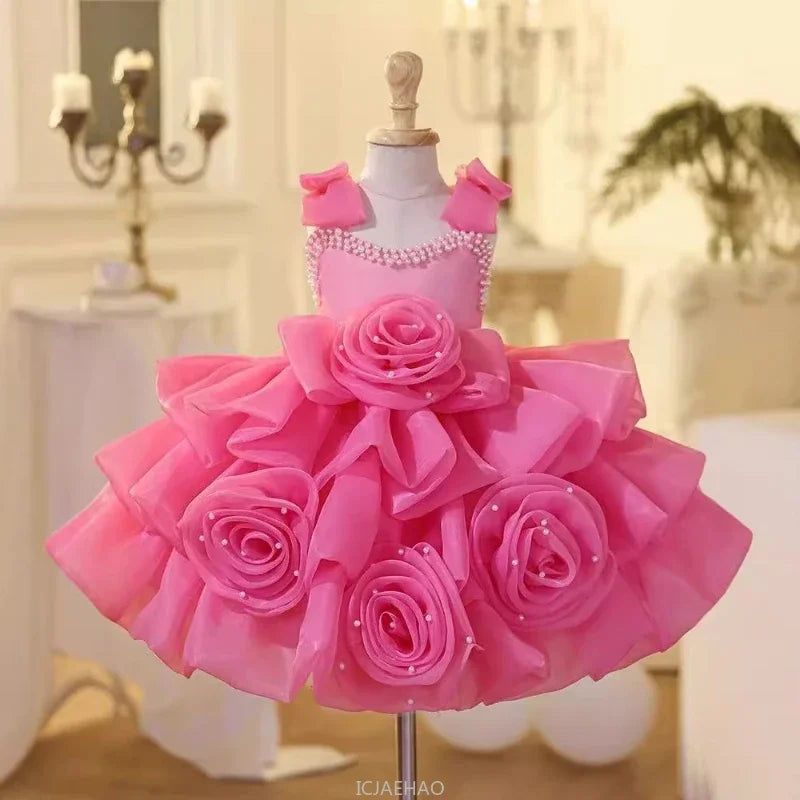 Luxury Pink Children's Dress with Bows