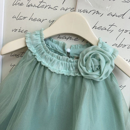 Mint Blossom Tulle Dress for Girls