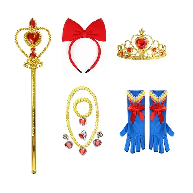 Forest Princess Accessory Set – Short Wig, Red Bow, Crown & Gloves
