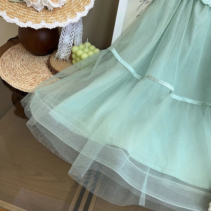 Mint Blossom Tulle Dress for Girls