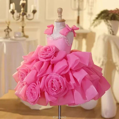 Luxury Pink Children's Dress with Bows