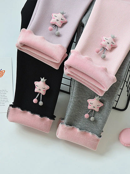 Fleece-Lined Star Leggings for Girls