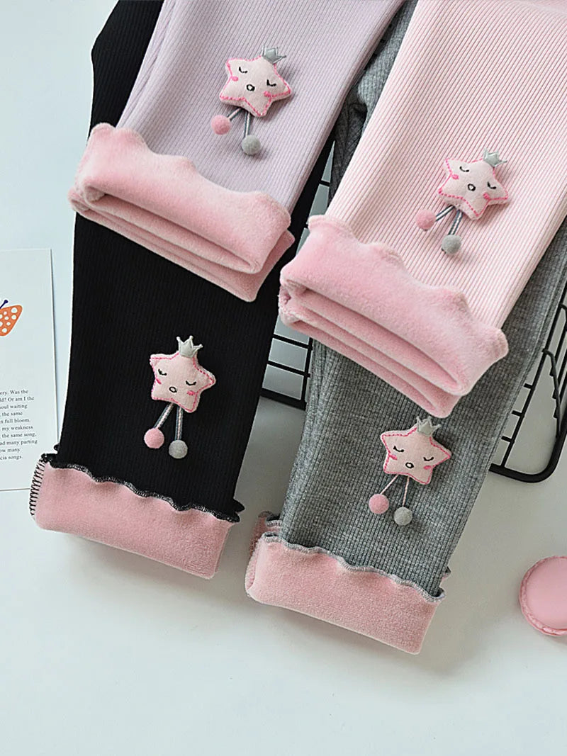 Fleece-Lined Star Leggings for Girls