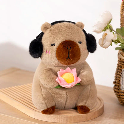 Meditating Capybara Plush with Lotus – Fluffy Friends