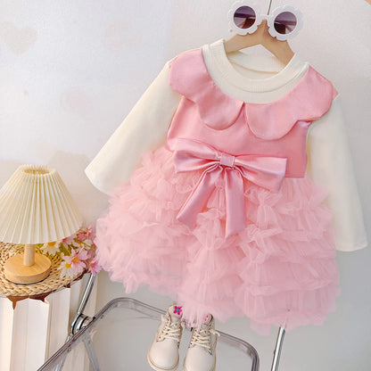 Baby Girl Pink Tulle Dress with Bow