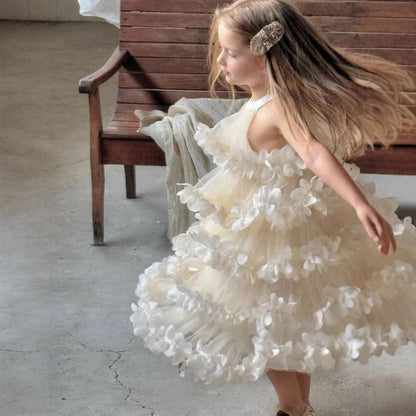 Golden Petal Kids Party Dress