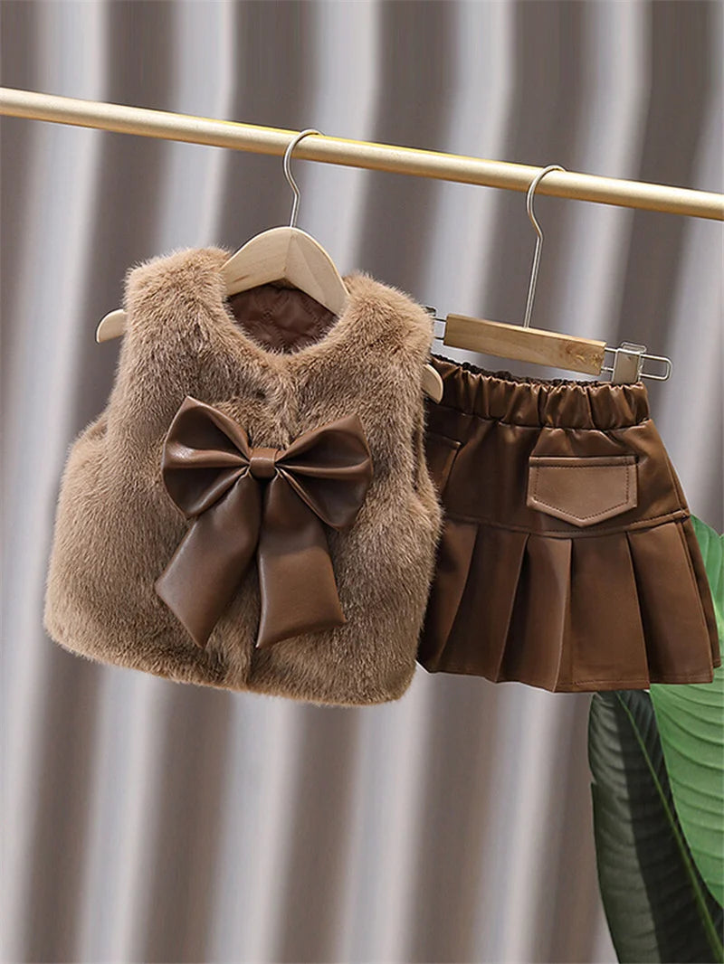 Velvet Bow Fur Vest