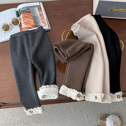 Cozy Winter Leggings with Lace Trim