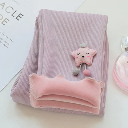Fleece-Lined Star Leggings for Girls